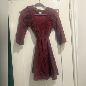 Rebecca Taylor La Vie Burgundy lace baby doll Mini Dress